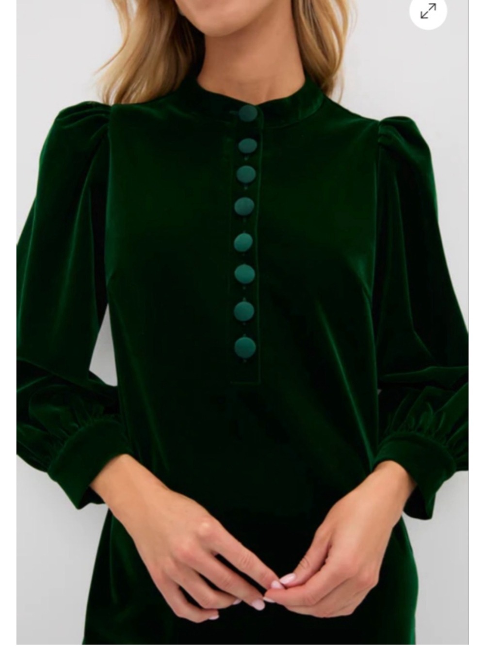 NWT Tuckernuck Pomander Place Hunter Green Velvet Samantha Mini Dress M - Picture 2 of 8
